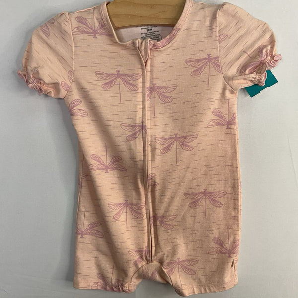 Size 18m: Poppy & Clay Pink/Purple Dragonflies Bamboo 1pc Zip-Up Shorty PJs