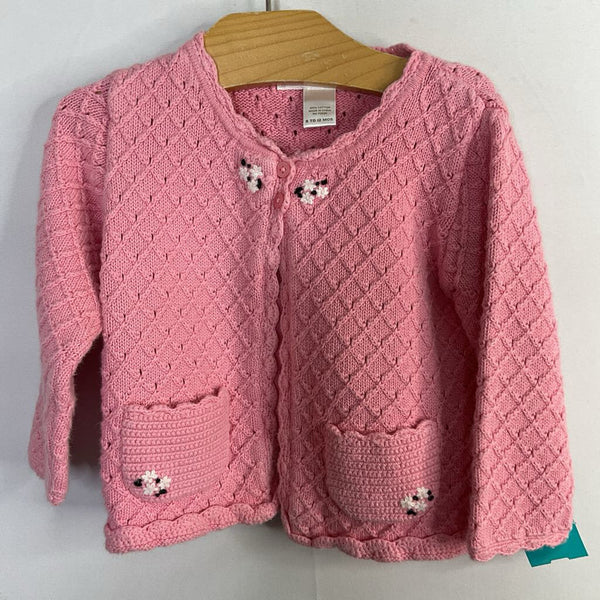 Size 6-12m: Janie and Jack Pink/White Floral Diamond Knit Cardigan