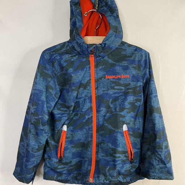 Size 4: Brooklyn Boys Blue Camo Fleece Lined Rain Coat