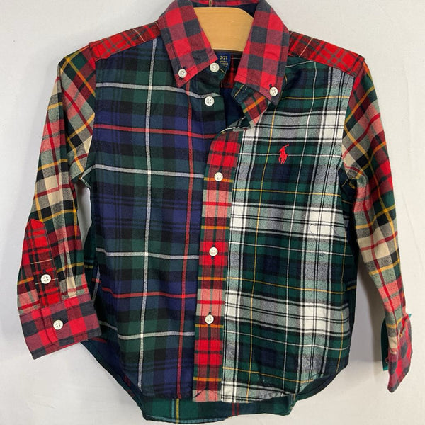 Size 2: Ralph Lauren Red/Blue/Green Plaid Flannel Button-Up Shirt