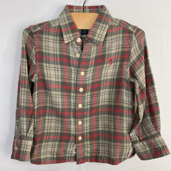 Size 2: Ralph Lauren Gray/Red/Green Plaid Flannel Button-Up Shirt