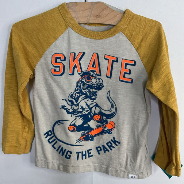 Size 2: Gap Yellow/White Skate Dino Long Sleeve Shirt
