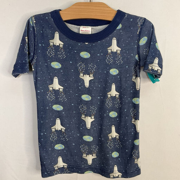 Size 5 (110): Hanna Andersson Blue/Multi Rockets Organic Cotton 2pc Shorty PJs