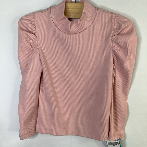 Size 2: Gap Pink Ribbed Puff Sleeve Turtleneck NEW w/ Tags