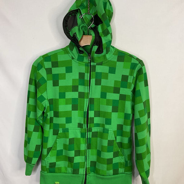 Size 8-10: Minecraft Green/Black Creeper Zip-Up Hoodie