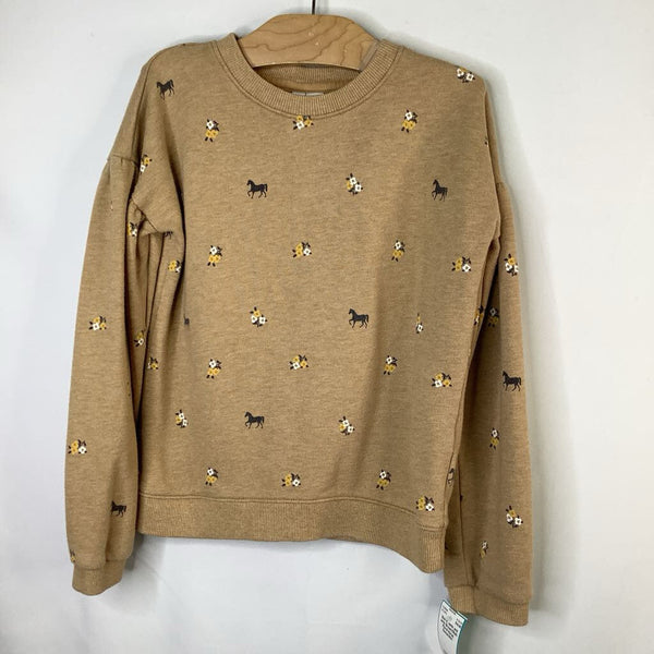 Size 6: Janie and Jack Brown/Multi Floral Horse Sweatshirt