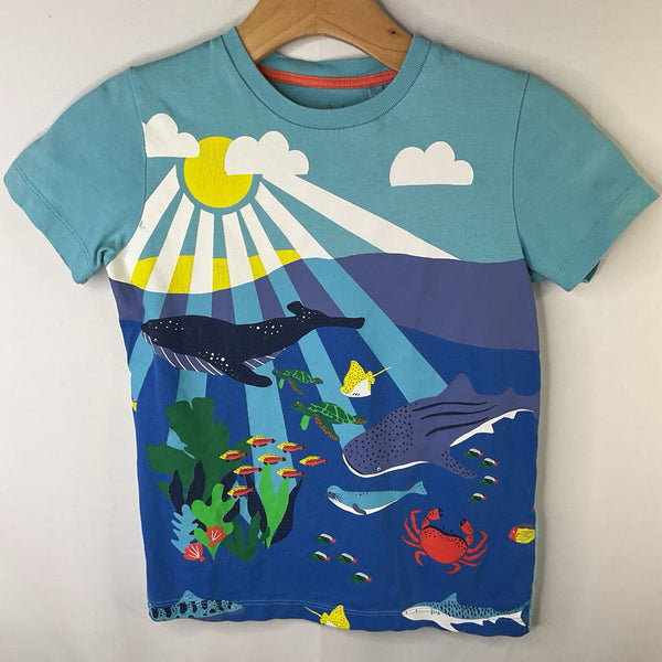 Size 7-8: Boden Blue/Colorful Ocean Life T-Shirt