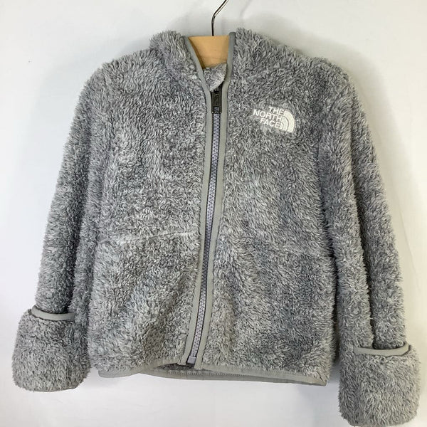 Size 12-18m: The North Face Gray Teddy Ear Hooded Fleece Zip-Up Coat