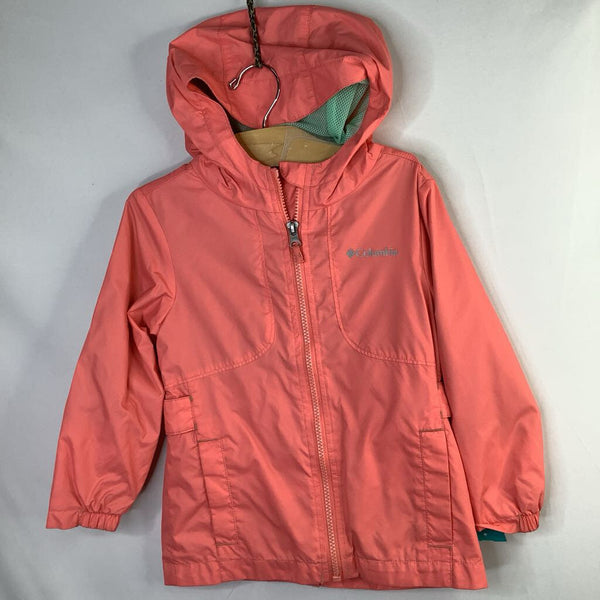 Size 4: Columbia Pink-Orange Mesh Lined Girls' Raincoat