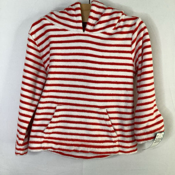 Size 12-18m: Janie and Jack Red/White Striped Terry Pullover Hoodie