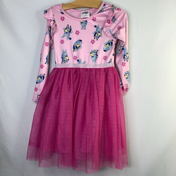 Size 5: Bluey Purple Floral Tulle Skirt Long Sleeve Dress