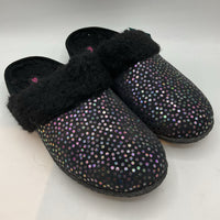 Size 7Y: Sorel Black/Iridescent Dots Slippers