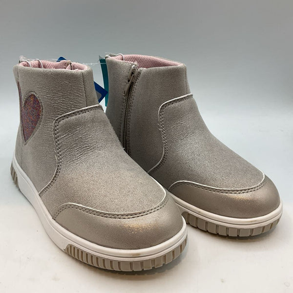 Size 13: Stride Rite Silver/Colorful Sparkle Heart Zip-Up Sneakers NEW w/ Tags