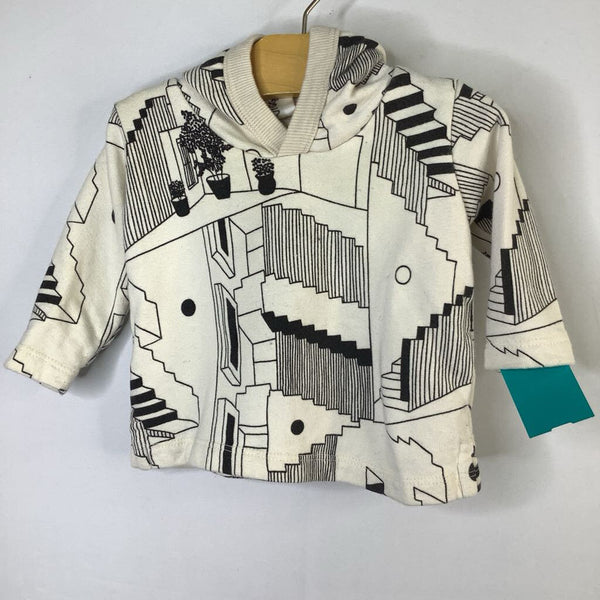 Size 3-6m: North Of West Black/White Geometric Hooded Sweatshirt