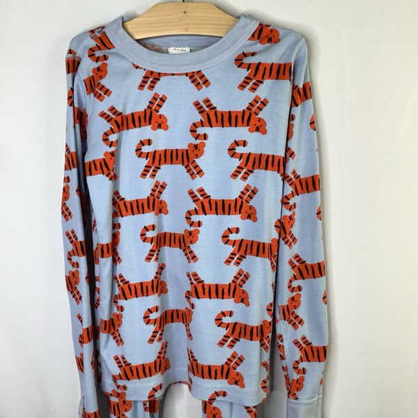 Size 10 (140): Hanna Andersson Blue/Orange Tiger 2pc PJs
