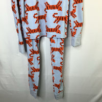 Size 10 (140): Hanna Andersson Blue/Orange Tiger 2pc PJs
