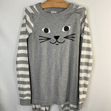Size 10 (140): Hanna Andersson Grey Striped Cat 2pc PJs