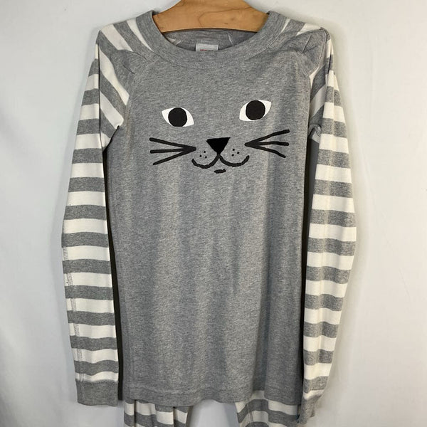 Size 10 (140): Hanna Andersson Grey Striped Cat 2pc PJs
