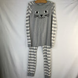 Size 10 (140): Hanna Andersson Grey Striped Cat 2pc PJs