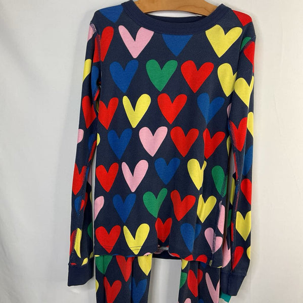 Size 10 (140): Hanna Andersson Navy Colorful Heart 2pc Pjs