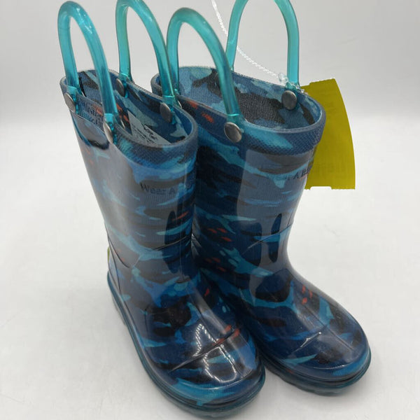 Size 5: Western Chief Blue Ocean Rain Boots - LIGHT UP Heels