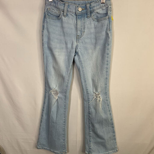 Size 8: Old Navy Blue Distressed Adjustable Waist Flare Jeans