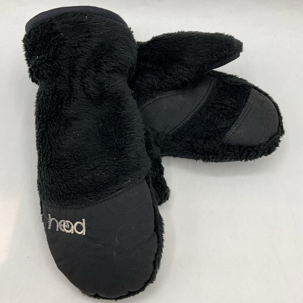 Size S: Head Black Fleece Mittens