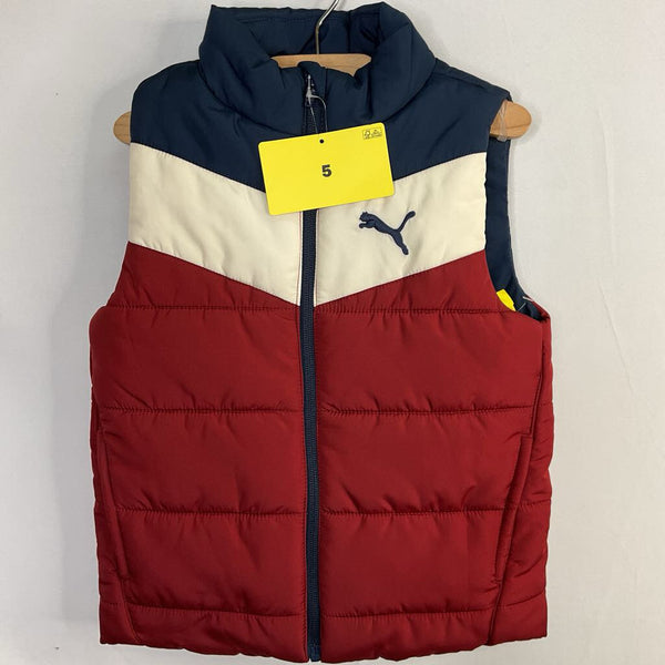 Size 5: Puma Red/White/Blue Poly Fill Puffer Vest NEW w/ Tags