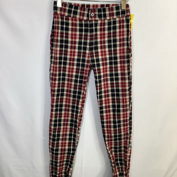 Size 6-7: White Fawn Red/White/Black Plaid Soft Waist Pants