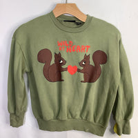 Size 8-9: Mini Rodini Green/Multi Squirrel Love Sweatshirt