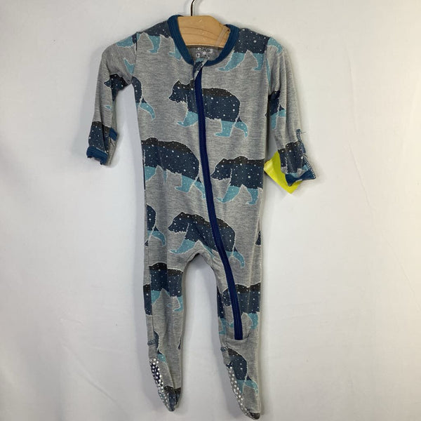 Size 3-6m: Kickee Pants Gray/Blue Bears Footy PJs