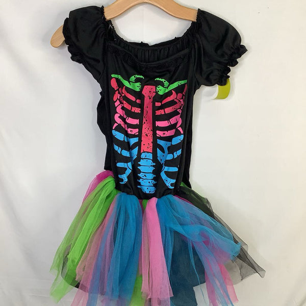 Size 8-10: Black/Colorful Skeleton 4pc Costume Dress