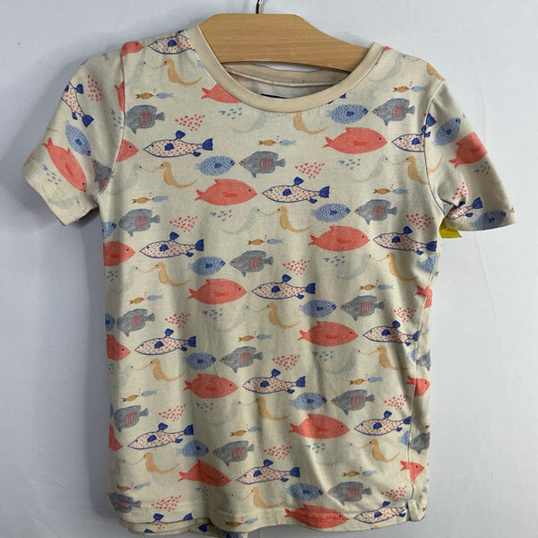 Size 8: Maison Me Cream/Colorful Fish 2pc Shorty PJs