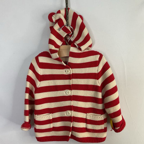 Size 6-12m: Gap Red/White Striped Hooded Cardigan