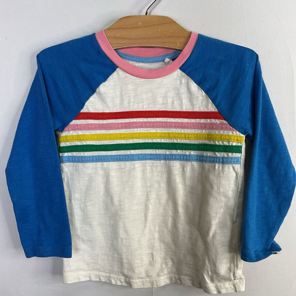 Size 3-4: Boden White/Colorful Striped Long Sleeve Shirt