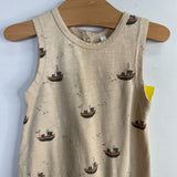 Size 3-6m: Rylee + Cru Beige/Blue Ships Tank Romper