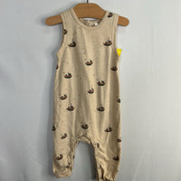 Size 3-6m: Rylee + Cru Beige/Blue Ships Tank Romper