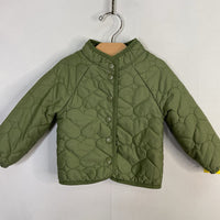 Size 18-24m: Old Navy Green Heart Quilted Fleece Lined Jacket