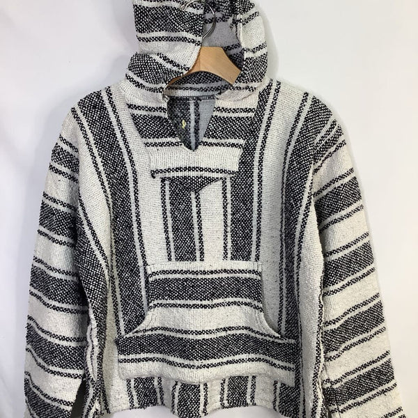 Size 8-10: Black/White Woven Baja Hoodie