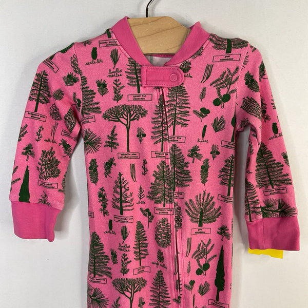Size 3-6m: Piccolina Pink/Green Trees 1pc Zip-Up PJs