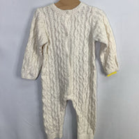 Size 6-9m: Zara White Loose Cable Knit Button-Up Romper
