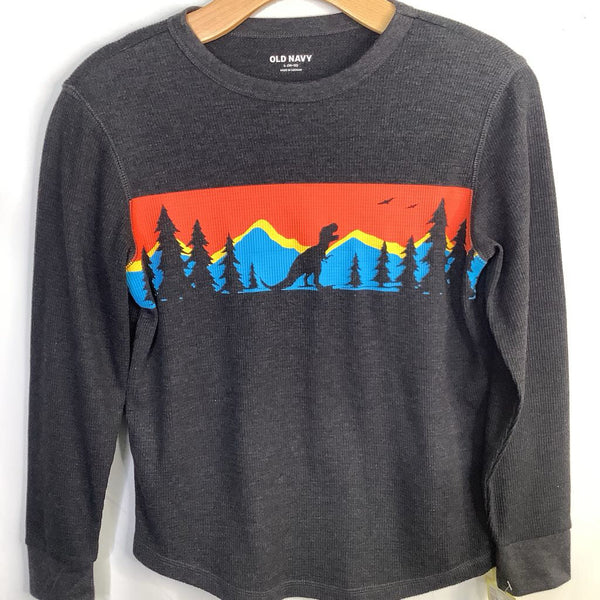 Size 10-12: Old Navy Gray/Blue/Orange DIno Waffle Knit Long Sleeve Shirt