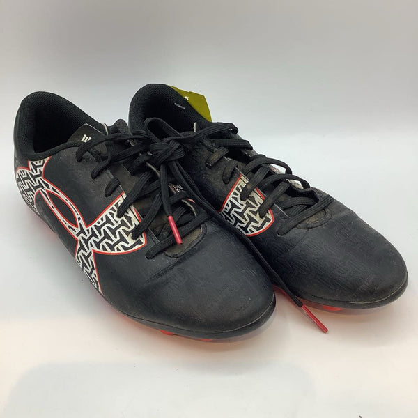 Size 4Y: Under Armour Black/White/Red Lace-Up Soccer Cleats
