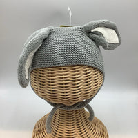 Size 0-12m: Grey Knit Bunny Ear Hat