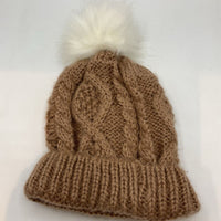 Size 12-24m: Nordstrom Brown/White Pompom Beanie