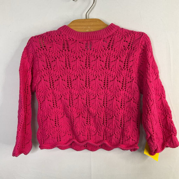 Size 2-3: Zara Hot Pink Loose Knit Scallop Trim Sweater