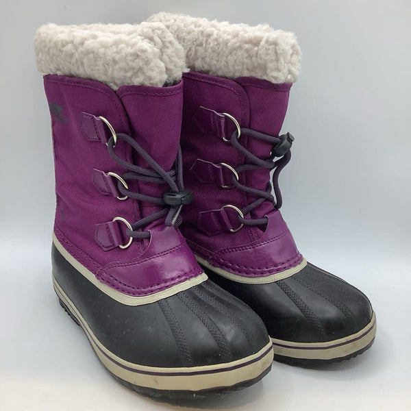 Size 3Y: Sorel Purple/Black Sherpa Trim Toggle Snow Boots