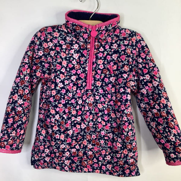 Size 4: Joules Navy/Pink Floral Fleece Lined 1/4 Zip Pullover