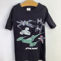 Size 6-7 (120): Hanna Black/Multi Star Wars Ships Organic Cotton 2pc Shorty PJs