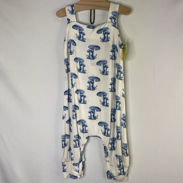 Size 12-18m: Kate Quinn white/Blue Mushrooms Bamboo Overalls